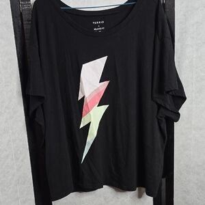 Torrid Black Tee with Colorful Lightning Bolt